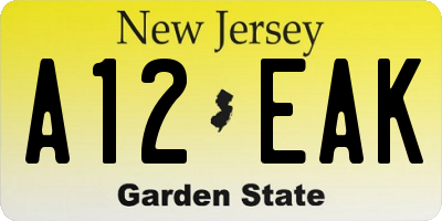 NJ license plate A12EAK