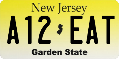 NJ license plate A12EAT