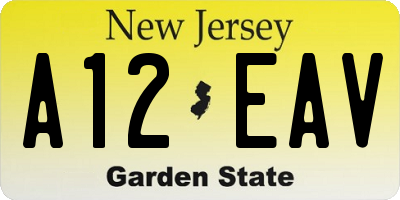 NJ license plate A12EAV