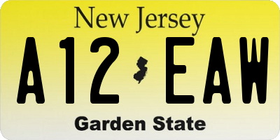 NJ license plate A12EAW