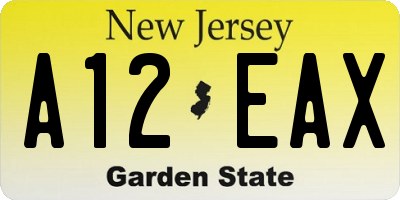 NJ license plate A12EAX
