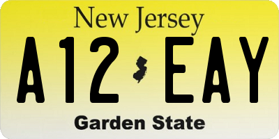 NJ license plate A12EAY