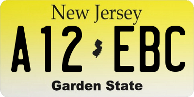 NJ license plate A12EBC