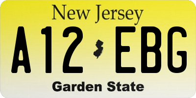 NJ license plate A12EBG