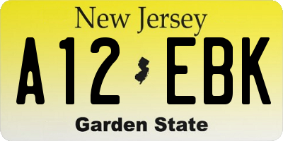 NJ license plate A12EBK