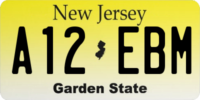 NJ license plate A12EBM