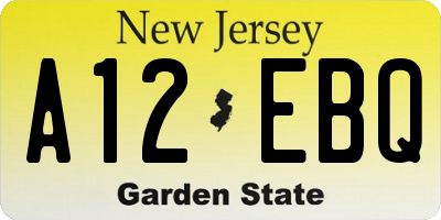 NJ license plate A12EBQ
