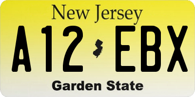 NJ license plate A12EBX