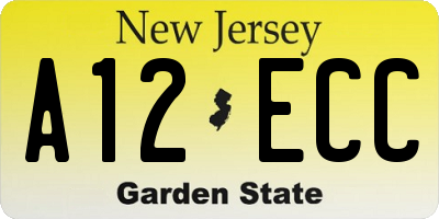NJ license plate A12ECC