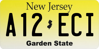 NJ license plate A12ECI