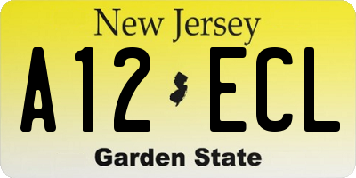 NJ license plate A12ECL
