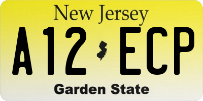 NJ license plate A12ECP