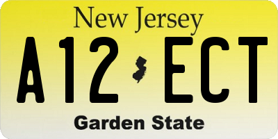 NJ license plate A12ECT