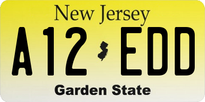 NJ license plate A12EDD