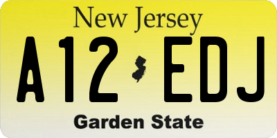 NJ license plate A12EDJ