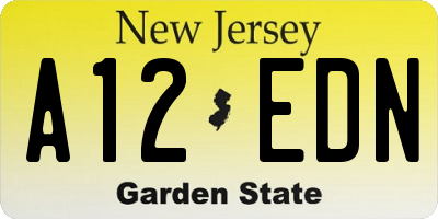 NJ license plate A12EDN