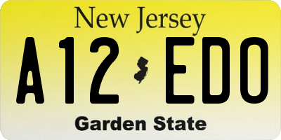 NJ license plate A12EDO