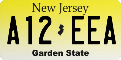 NJ license plate A12EEA
