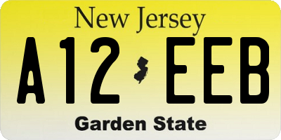 NJ license plate A12EEB