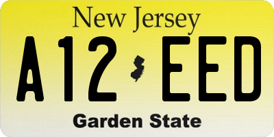 NJ license plate A12EED