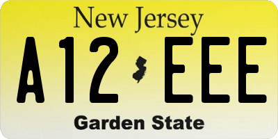 NJ license plate A12EEE