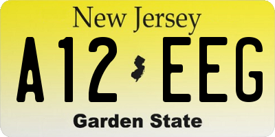 NJ license plate A12EEG