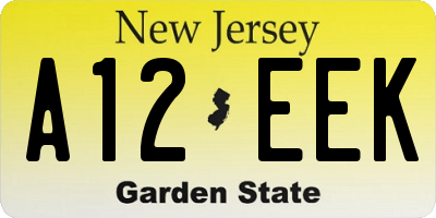NJ license plate A12EEK