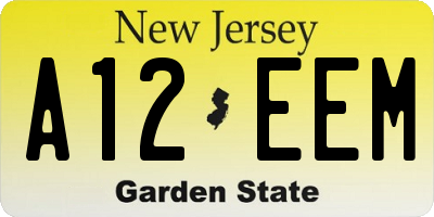 NJ license plate A12EEM