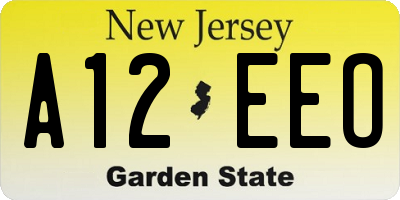 NJ license plate A12EEO