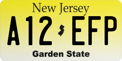 NJ license plate A12EFP
