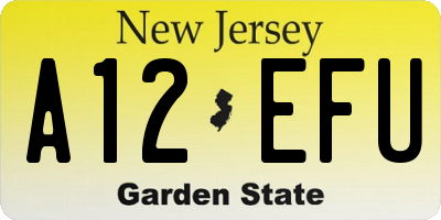 NJ license plate A12EFU