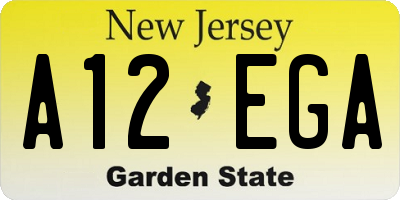 NJ license plate A12EGA