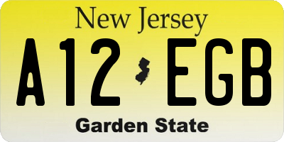 NJ license plate A12EGB