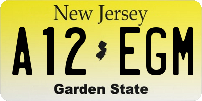 NJ license plate A12EGM