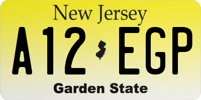NJ license plate A12EGP