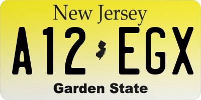 NJ license plate A12EGX