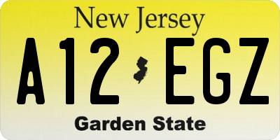 NJ license plate A12EGZ