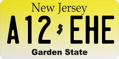 NJ license plate A12EHE
