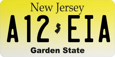 NJ license plate A12EIA