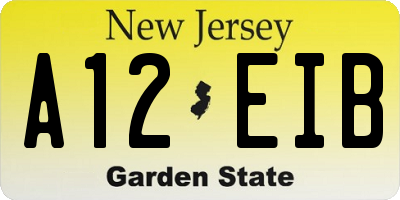 NJ license plate A12EIB