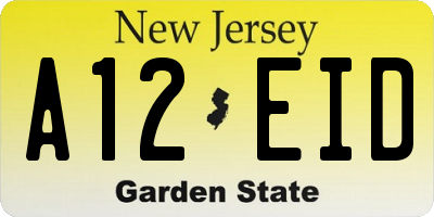 NJ license plate A12EID