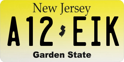 NJ license plate A12EIK