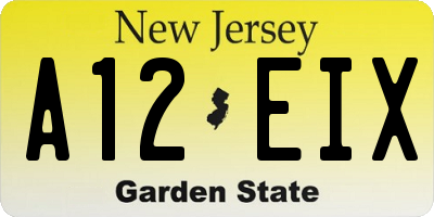 NJ license plate A12EIX