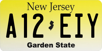 NJ license plate A12EIY