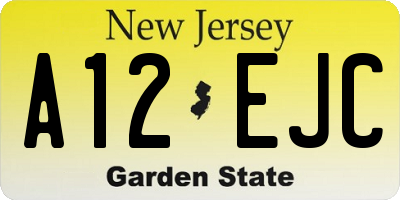 NJ license plate A12EJC