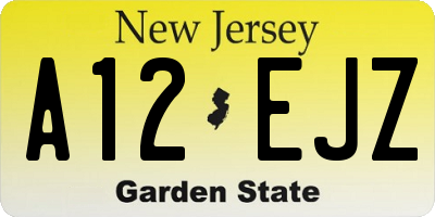 NJ license plate A12EJZ