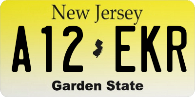 NJ license plate A12EKR