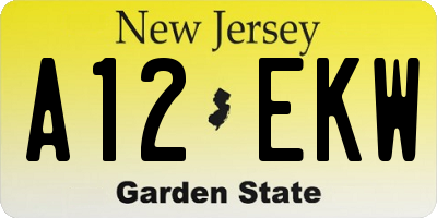 NJ license plate A12EKW