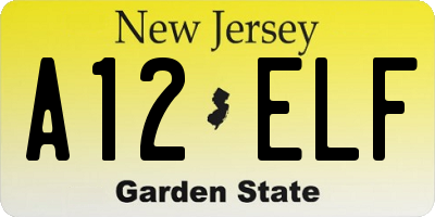 NJ license plate A12ELF