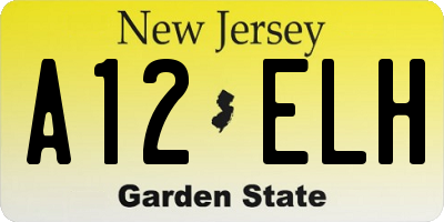 NJ license plate A12ELH